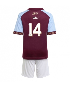 Billige Fotballdrakt Aston Villa Pau Torres #14 Replika Hjemmedraktsett Barn 2025-26 Kortermet (med bukser)